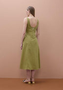 VESTIDO POPELIN TIRANTES VERDE LOLA CASADEMUNT MS2616033