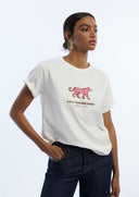 CAMISETA CON LEOPARDO BLANCA LOLA CASADEMUNT LS2615015