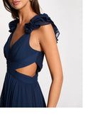 VESTIDO LARGO AZUL MARINO MORGAN RISSAL