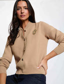 CARDIGAN CON CUELLO TEDDY CAMEL MORGAN