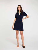 VESTIDO DE PUNTO PLISADO AZUL MARINO MORGAN