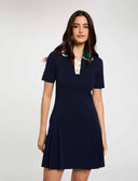 VESTIDO DE PUNTO PLISADO AZUL MARINO MORGAN