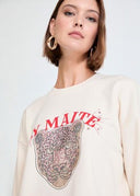 SUDADERA ANIMAL CON STRASS CRUDA LOLA CASADEMUNT MS2611004