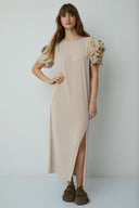 VESTIDO LARGO PUNTO BEIGE BSB 211059