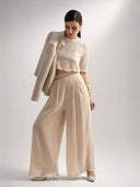 PANTALON PALAZZO BEIG SATEN RINASCIMIENTO CFC002079002