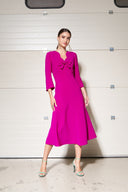 VESTIDO MIDI DETALLE LAZO FUCSIA MOSKADA 8111