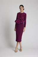 VESTIDO MIDI DETALLE LAZO BURDEOS MOSKADA 7106